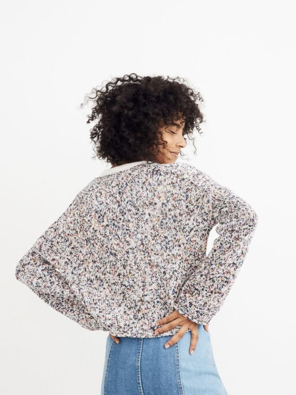 Madewell Brownstone Flecked Cropped Pullover Sweater in Marled Confetti - Picture 3 of 7